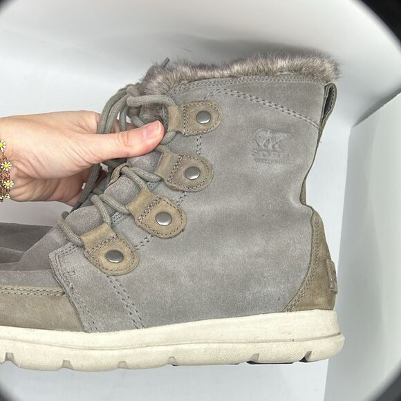 Sorel Explorer Joan Boots Women’s Waterproof Fur Lined NL3039-052 Gray - Picture 5 of 8